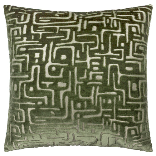Soren Cut Velvet Cushion Smoke Green
