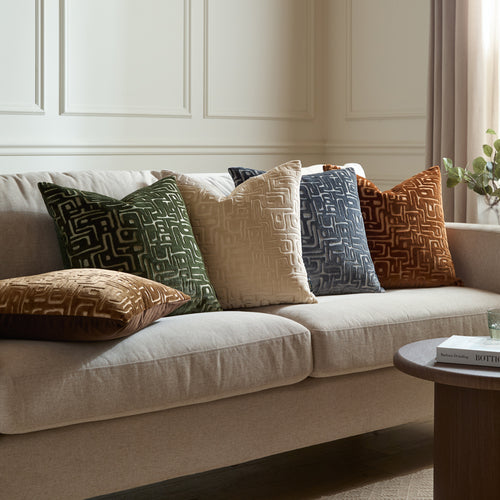 Soren Cut Velvet Cushion Smoke Green