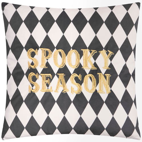 Geometric Multi Cushions - Spooky Season Velvet Halloween Cushion Cover Gold/Mono Furn