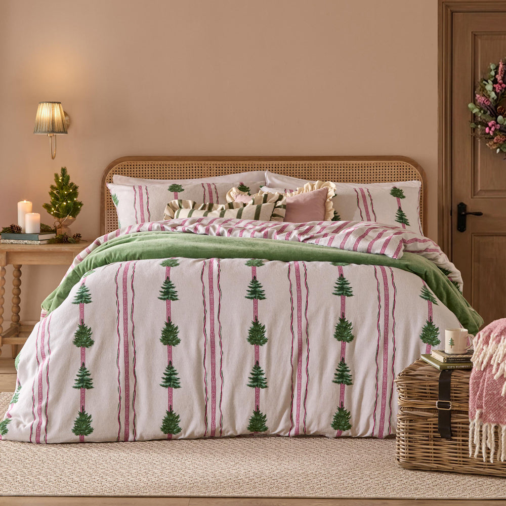 Striped Green Bedding - Spruce Stripes Reversible Brushed Cotton Duvet Cover Set Oat Wylder