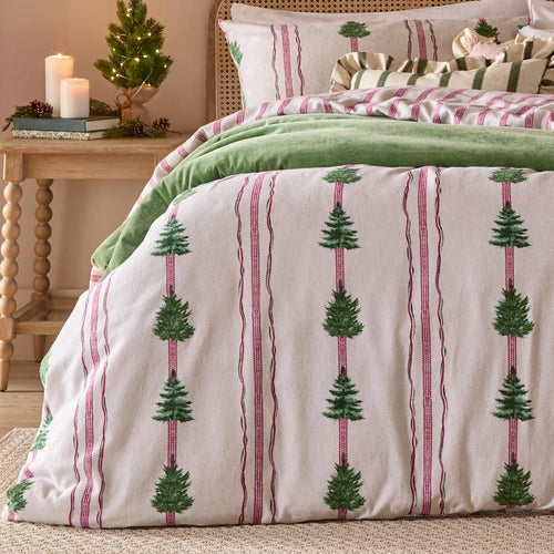 Spruce Stripes Reversible Brushed Cotton Duvet Cover Set Oat