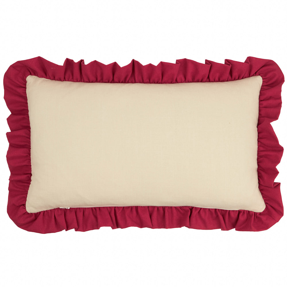 Spruce Stripes Christmas Cushion Linen/Dark Red