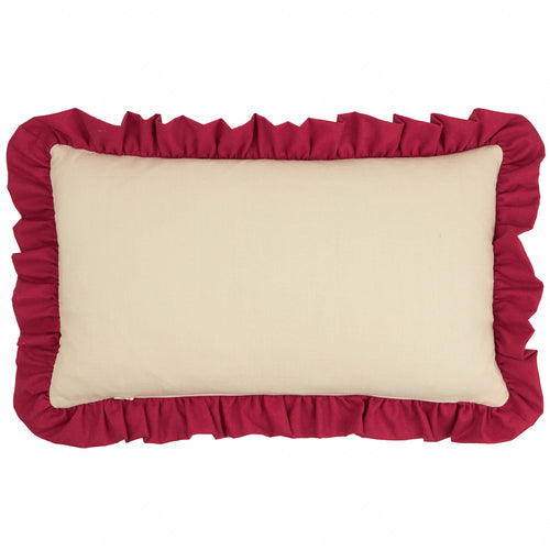 Spruce Stripes Christmas Cushion Linen/Dark Red