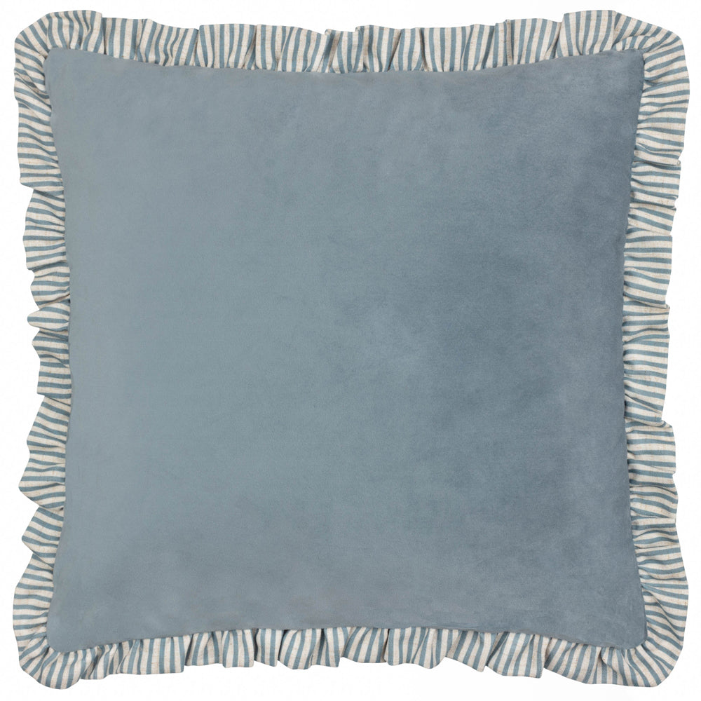 Solene Ruffle Matte Velvet Cushion Blue