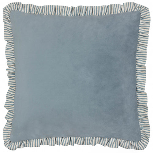 Plain Blue Cushions - Solene Ruffle Matte Velvet Cushion Cover Blue Wylder