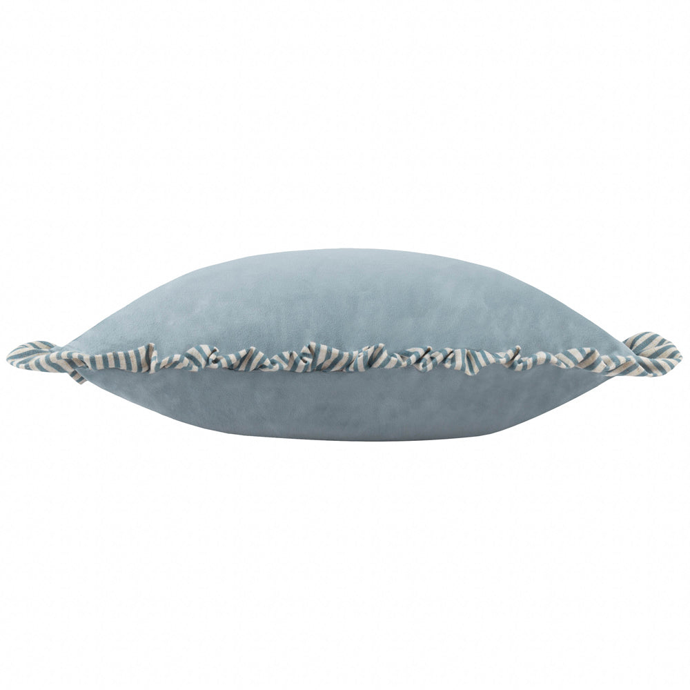 Solene Ruffle Matte Velvet Cushion Blue
