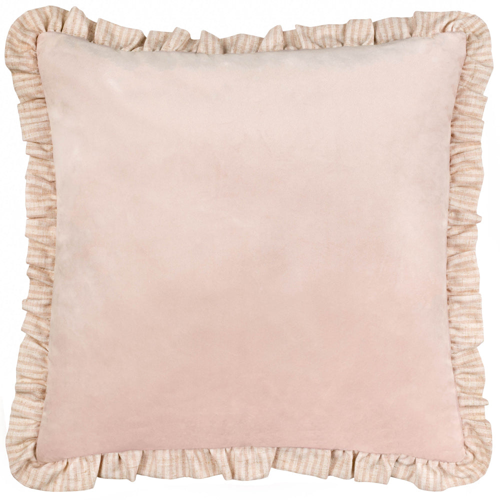 Solene Ruffle Matte Velvet Cushion Pink