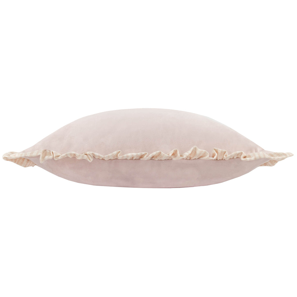 Solene Ruffle Matte Velvet Cushion Pink