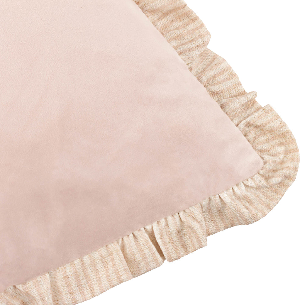 Solene Ruffle Matte Velvet Cushion Pink