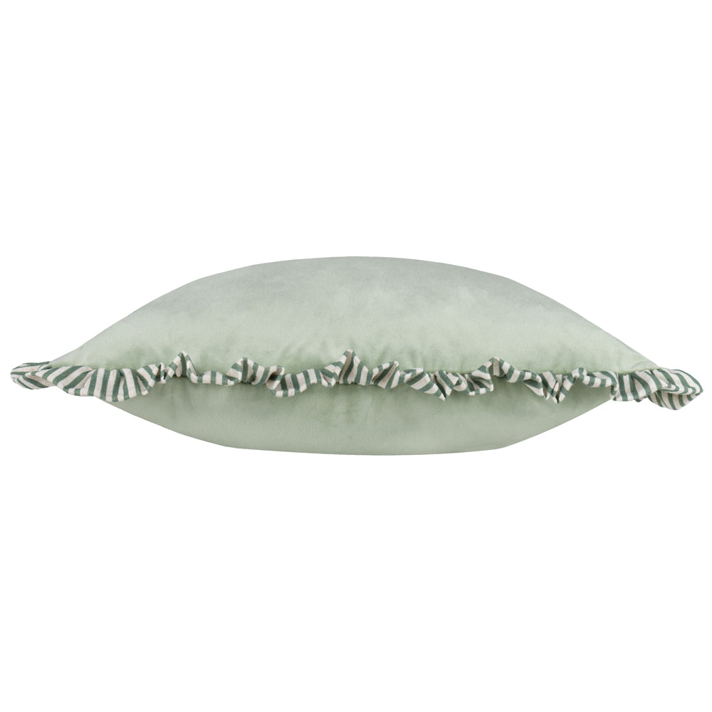 Solene Ruffle Matte Velvet Cushion Sage