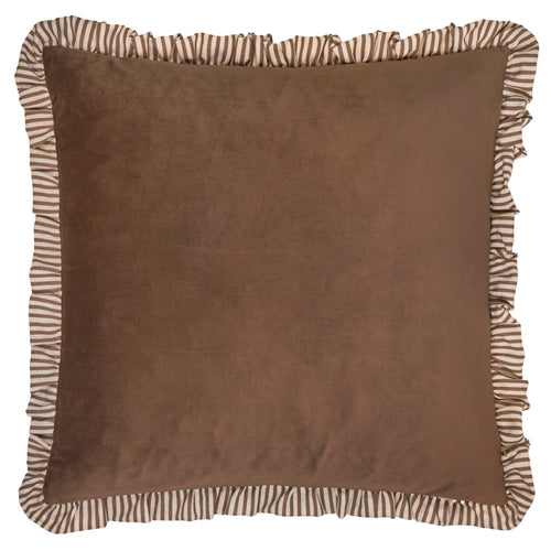 Solene Ruffle Matte Velvet Cushion Truffle