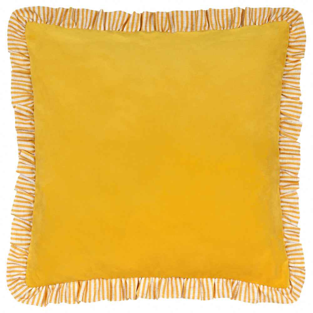 Solene Ruffle Matte Velvet Cushion Yellow