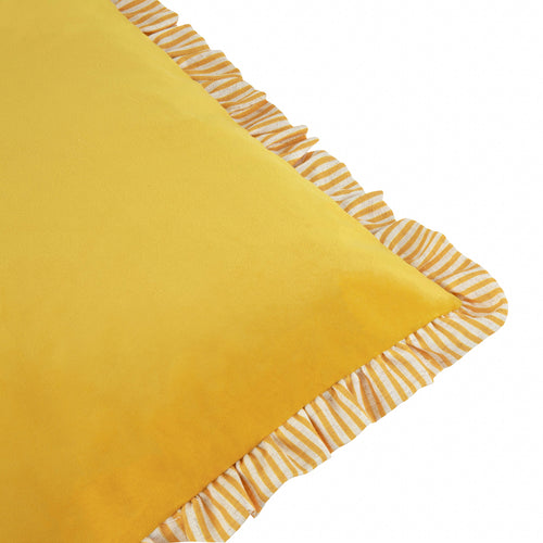 Plain Yellow Cushions - Solene Ruffle Matte Velvet Cushion Cover Yellow Wylder