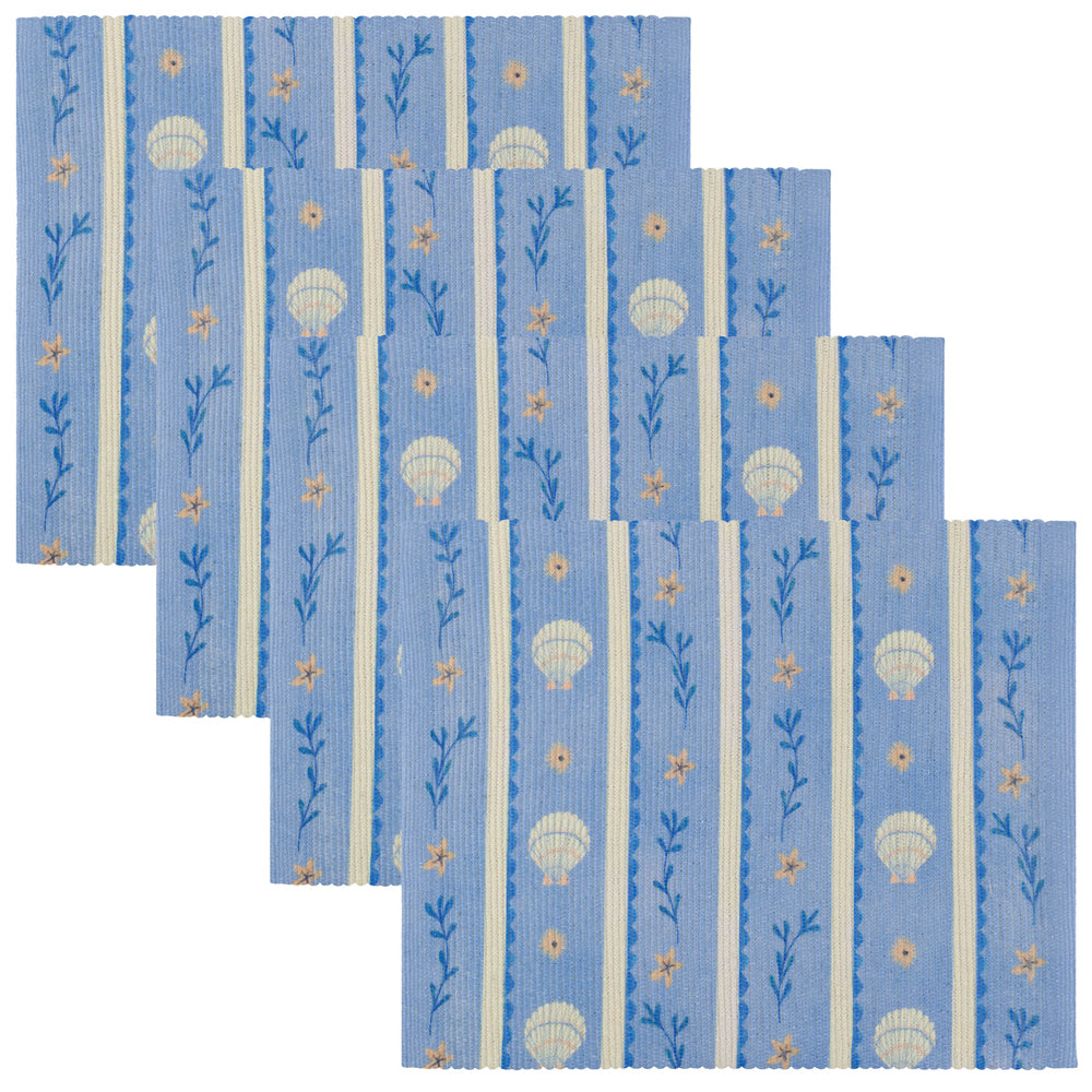 Sea Shells Indoor/Outdoor Set of 4 Placemats Blue