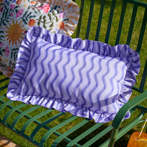 Abstract Blue Cushions - Summer Solstice Wiggly Stripe Outdoor Cushion Cover Cobalt Furn
