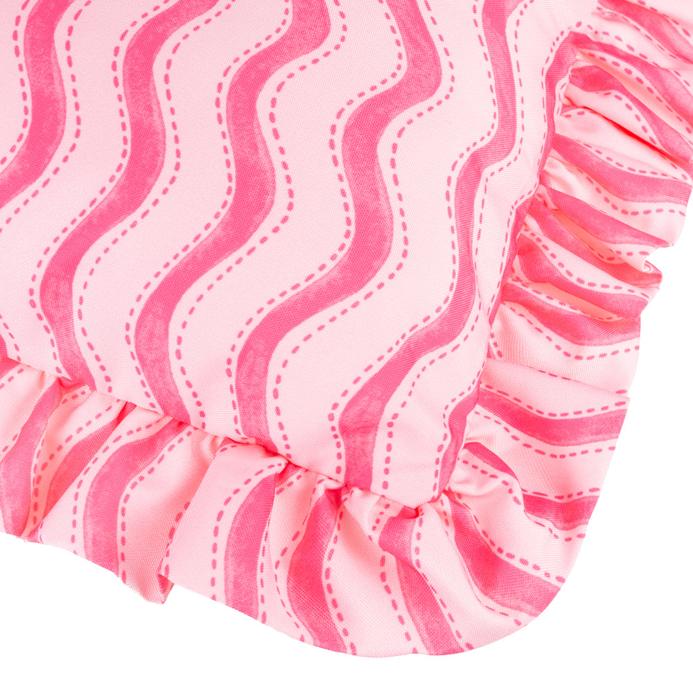 Summer Solstice Wiggly Stripe Outdoor Cushion Hot Pink