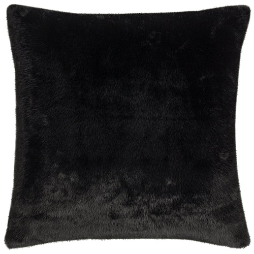 Plain Black Cushions - Stanza Faux Fur Cushion Cover Jet Paoletti