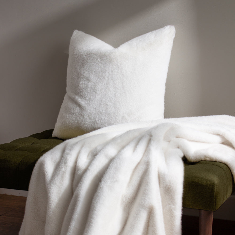 Stanza Faux Fur Cushion White