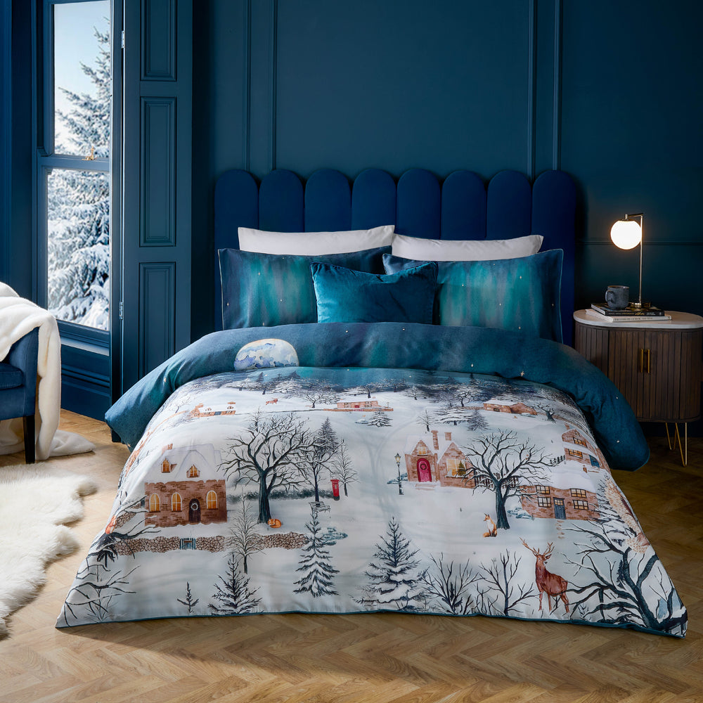  Blue Bedding  - Starlight 100% Cotton  Duvet Cover Set Midnight Blue Paoletti