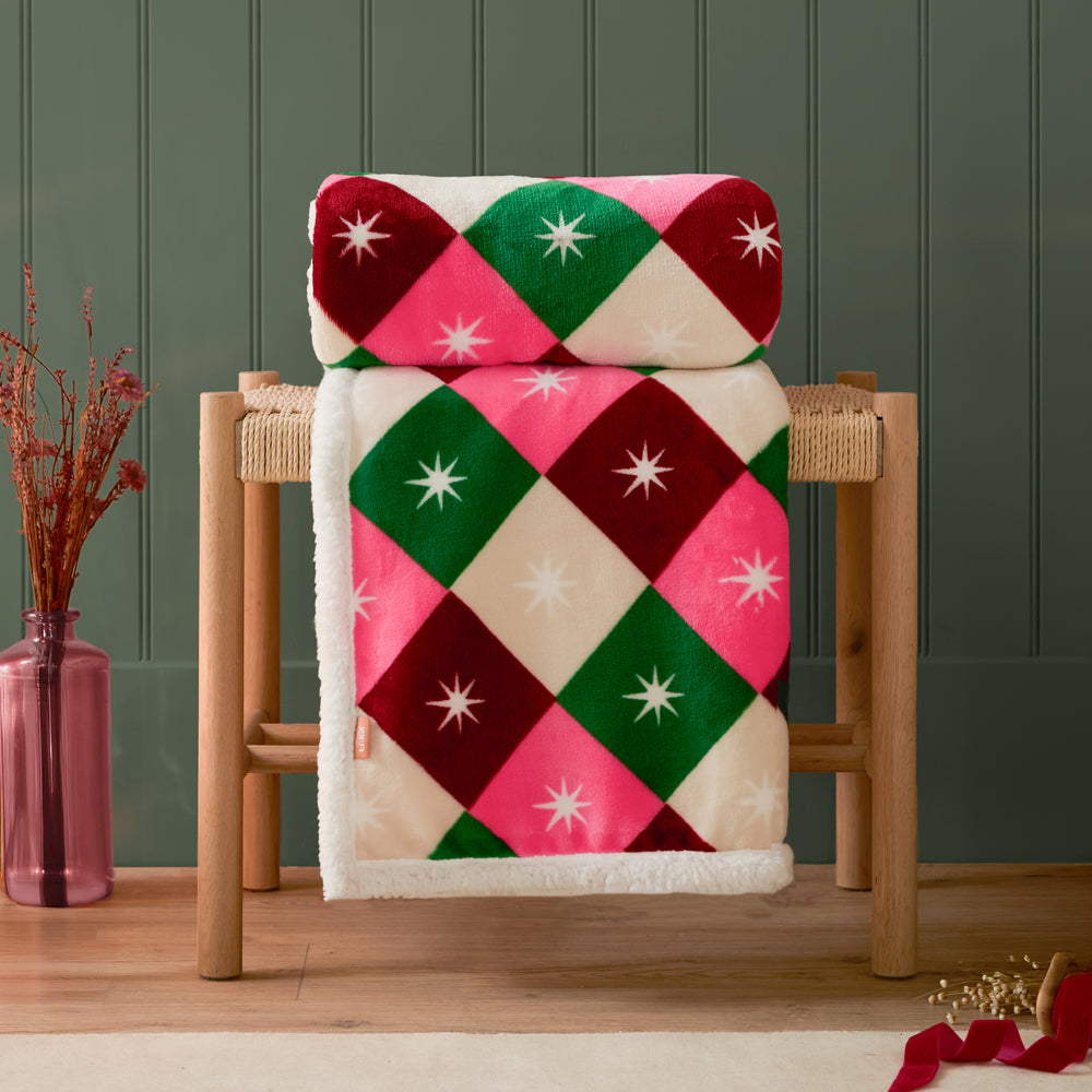 Star Sherpa Fleece Throw Multicolour