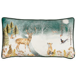 Evans Lichfield Stag Winter Scene Cushion Cover in Multicolour