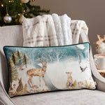 Evans Lichfield Stag Winter Scene Cushion Cover in Multicolour