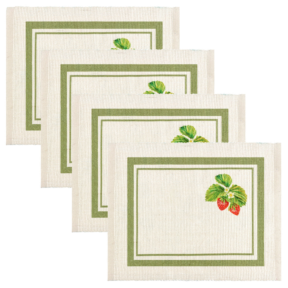 Strawberry Set of 4 Indoor/Outdoor Placemats Green