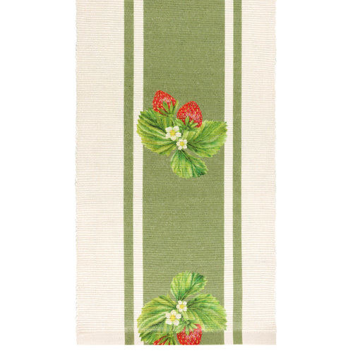 Floral Green Accessories - Strawberry Indoor/Outdoor Table Runner Sage Evans Lichfield