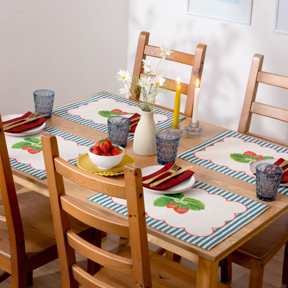 Strawberry Stripes Set of 4 Indoor/Outdoor Placemats Candy Cane