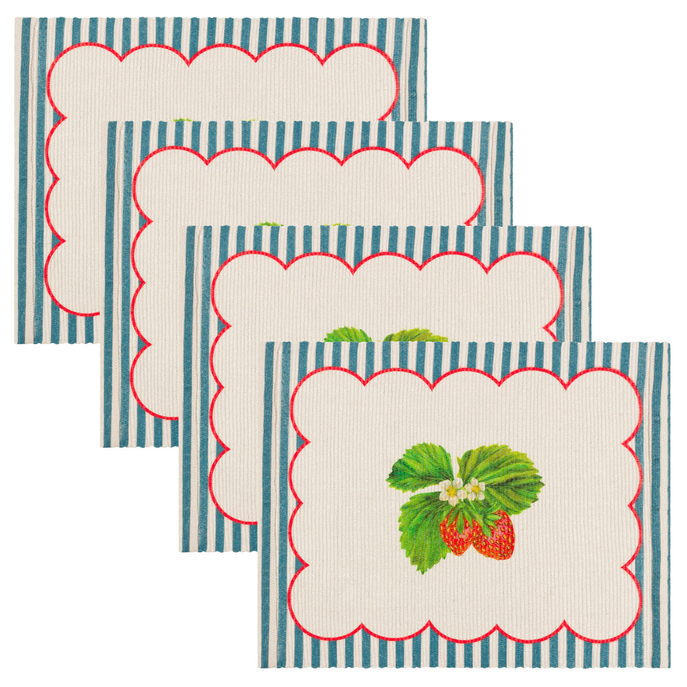 Strawberry Stripes Set of 4 Indoor/Outdoor Placemats Candy Cane