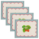 Wylder Nature Strawberry Stripes Set of 4 Indoor/Outdoor Placemats in Candy Cane