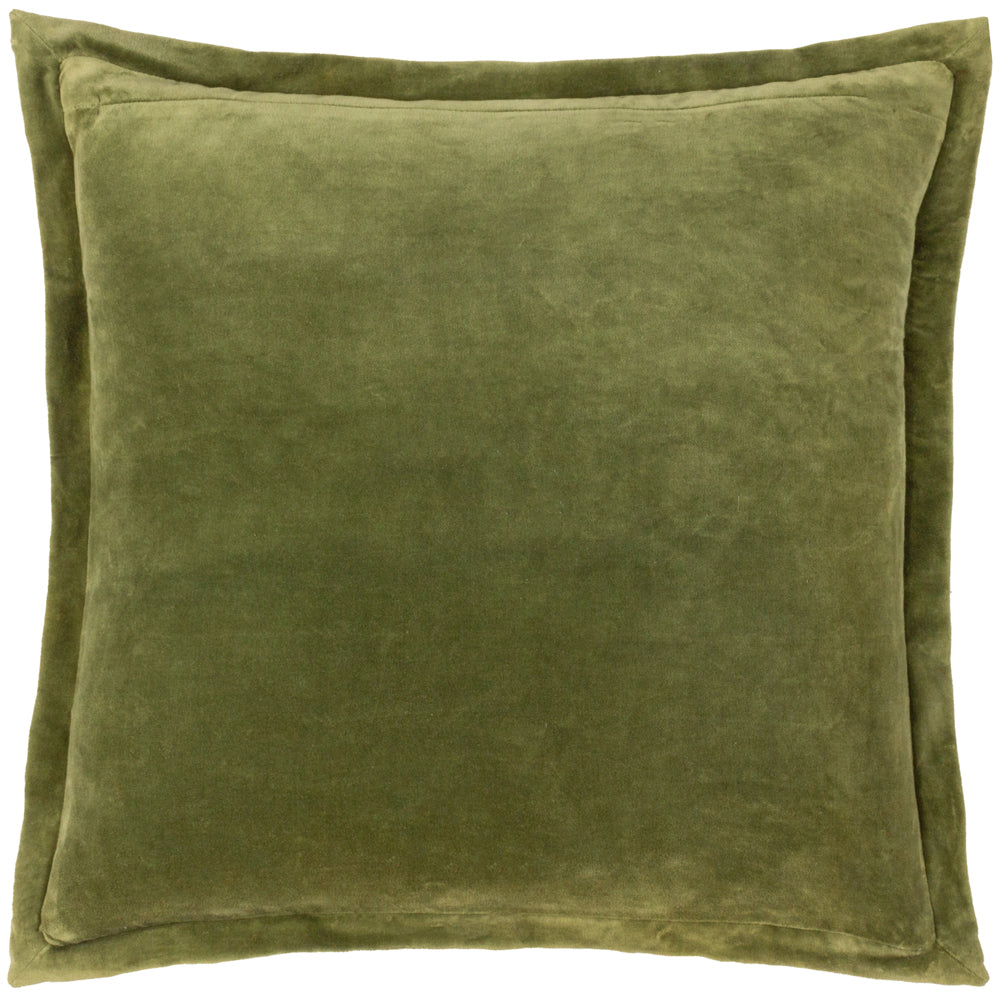 Sundara Printed Velvet Cushion Ecru/Green
