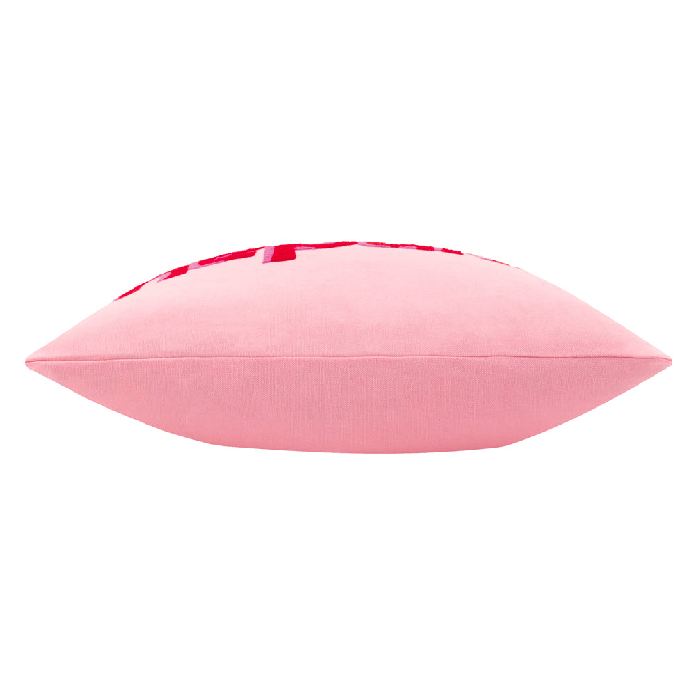 Sunday Embroidered Cushion Pink