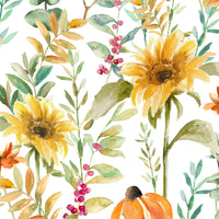 Floral Yellow M2M - Sunflower Rust Fabric Sample Evans Lichfield