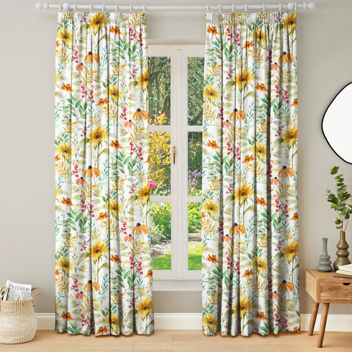 Floral Yellow M2M - Sunflower Rust Made to Measure Curtains Evans Lichfield