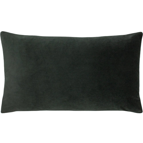 Plain Grey Cushions - Sunningdale Velvet Rectangular Cushion Cover Charcoal Paoletti