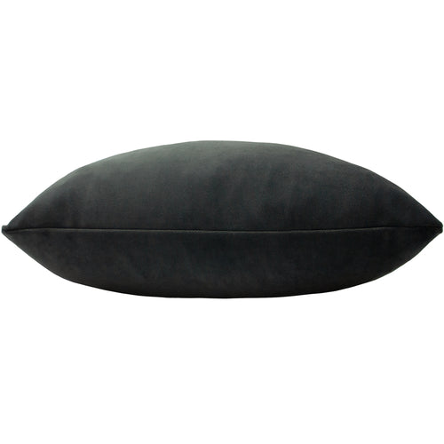 Plain Grey Cushions - Sunningdale Velvet Rectangular Cushion Cover Charcoal Paoletti