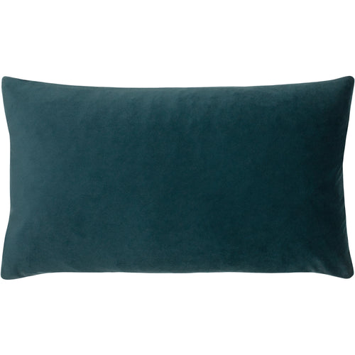 Plain Blue Cushions - Sunningdale Velvet Rectangular Cushion Cover Kingfisher Paoletti