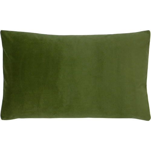 Plain Green Cushions - Sunningdale Velvet Rectangular Cushion Cover Olive Paoletti