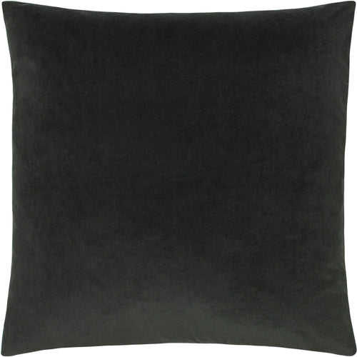 Plain Grey Cushions - Sunningdale Velvet Square Cushion Cover Charcoal Paoletti