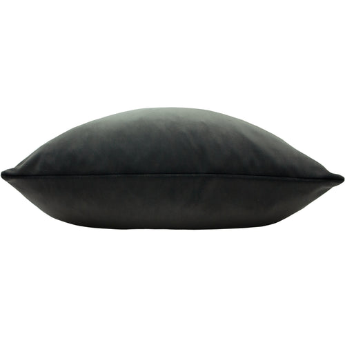 Plain Grey Cushions - Sunningdale Velvet Square Cushion Cover Charcoal Paoletti