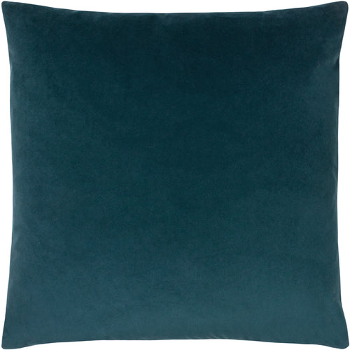 Plain Blue Cushions - Sunningdale Velvet Square Cushion Cover Kingfisher Paoletti