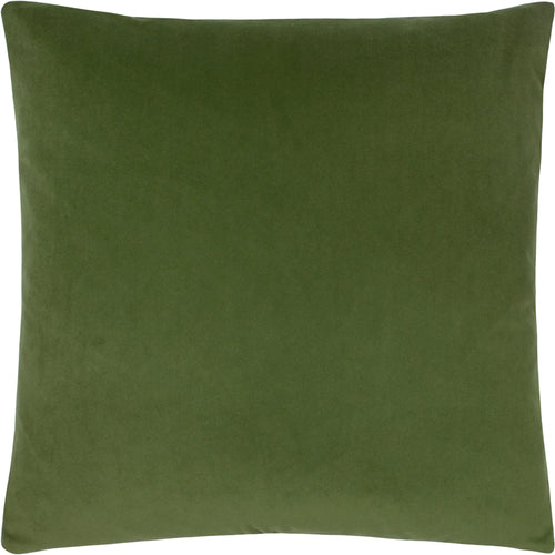 Plain Green Cushions - Sunningdale Velvet Square Cushion Cover Olive Paoletti