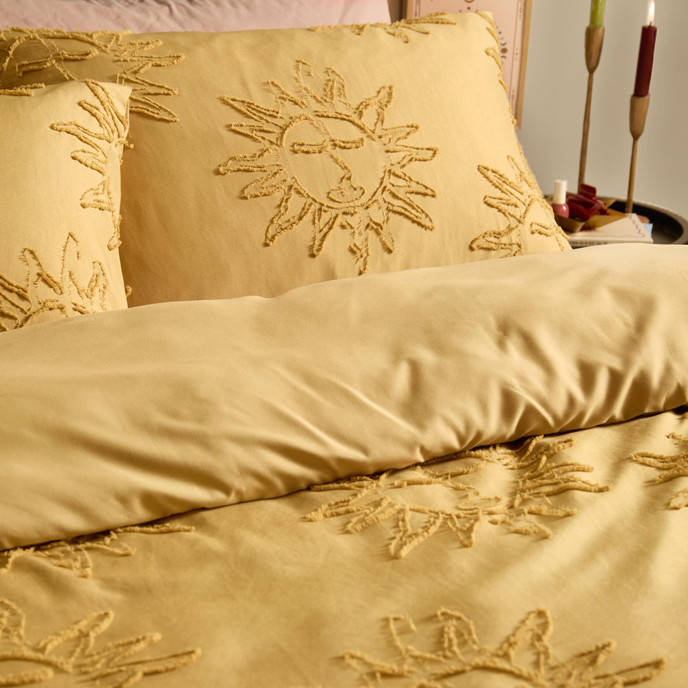Suns Soft Tufted Duvet Cover Set Gold