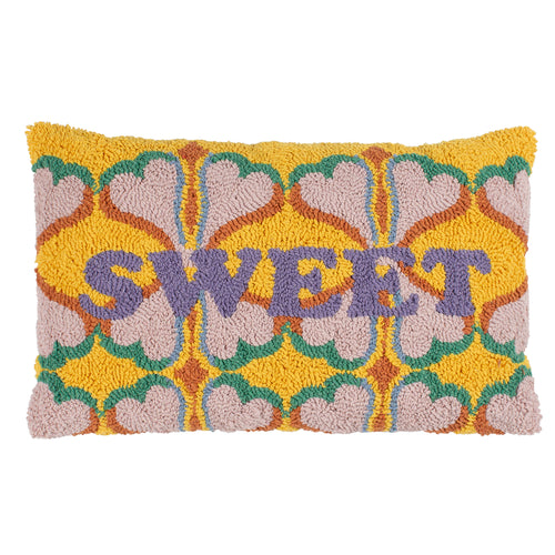 Abstract Yellow Cushions - Sweet Knitted Cushion Cover Yellow/Pink heya home