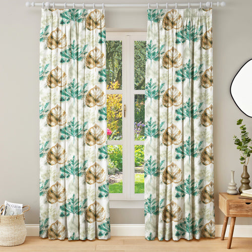 Floral Blue M2M - Sycamore Teal/Copper Made to Measure Curtains Evans Lichfield