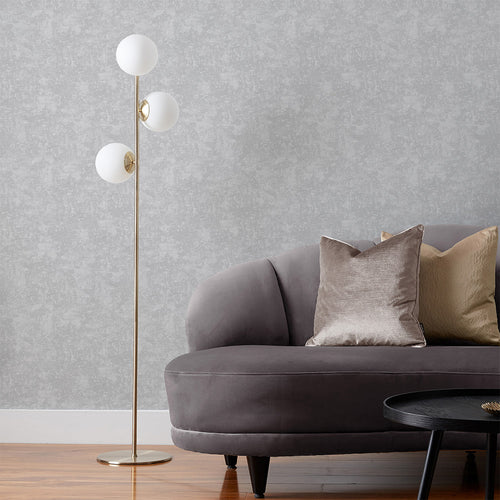 Abstract Grey Wallpaper - Symphony Vinyl Wallpaper Sample Silver Paoletti
