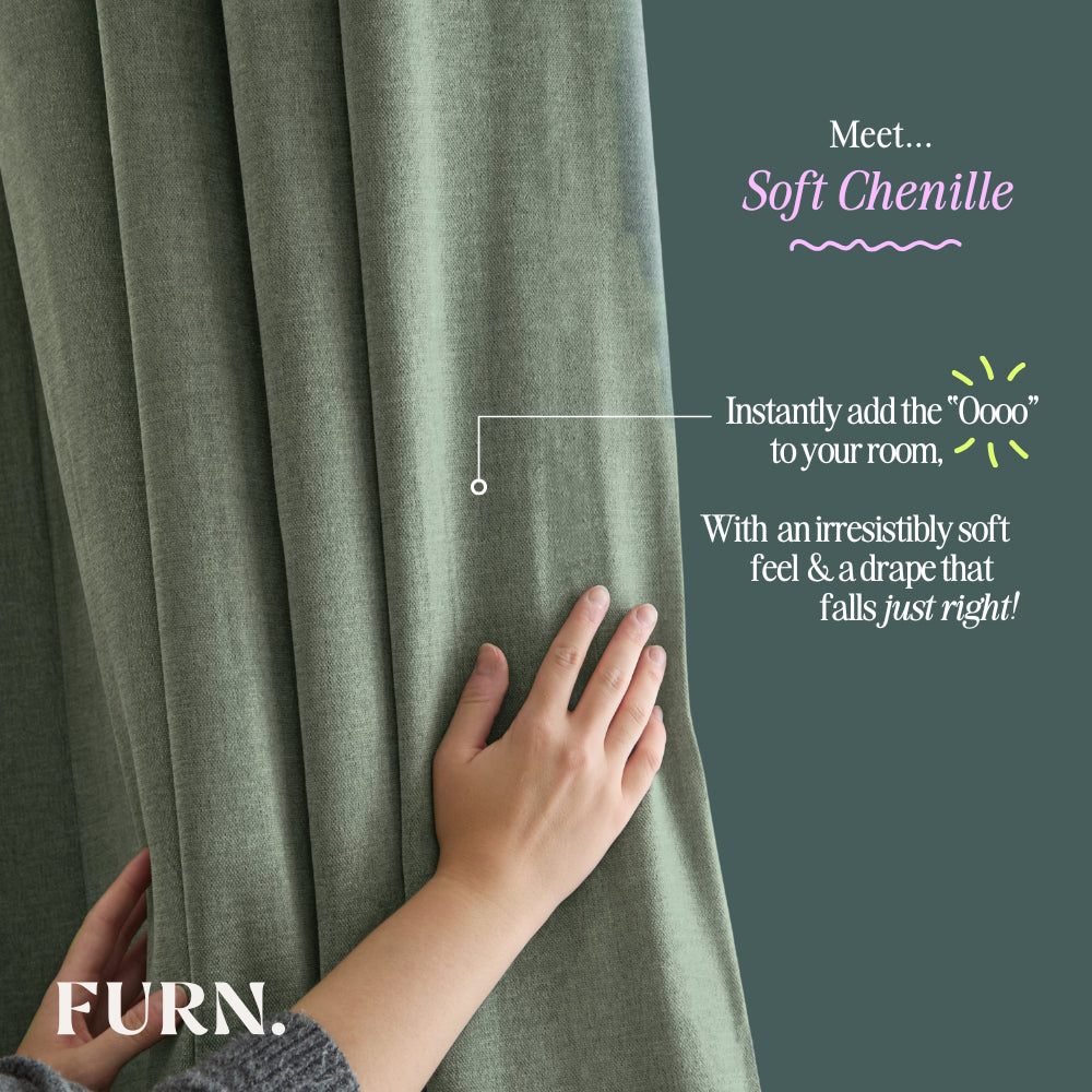 Soft Chenille Blackout Eyelet Curtains Natural