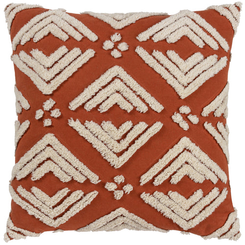Geometric Brown Cushions - Taya Cotton Tufted Cushion Cover Pecan Yard