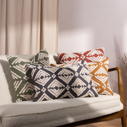 Geometric Brown Cushions - Taya Cotton Tufted Cushion Cover Pecan Yard